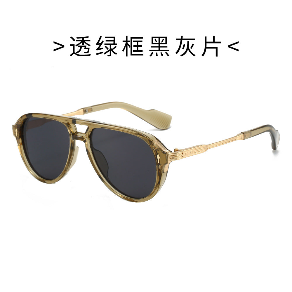 Wholesale Gold and plastic mixed double-beam toad sunglasses for men